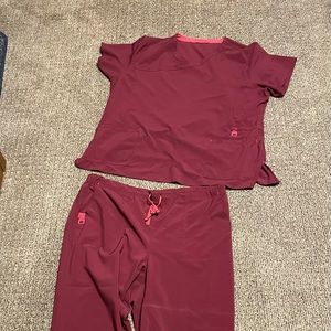 Cathartt scrubs. Maroon color